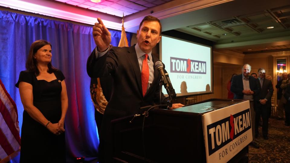 Tom Kean Jr. arrives at his election party to declare victory in his race for the House of Representatives. The party took place at the Old Mill Inn in Bernards Twp, NJ on November 8 2022.