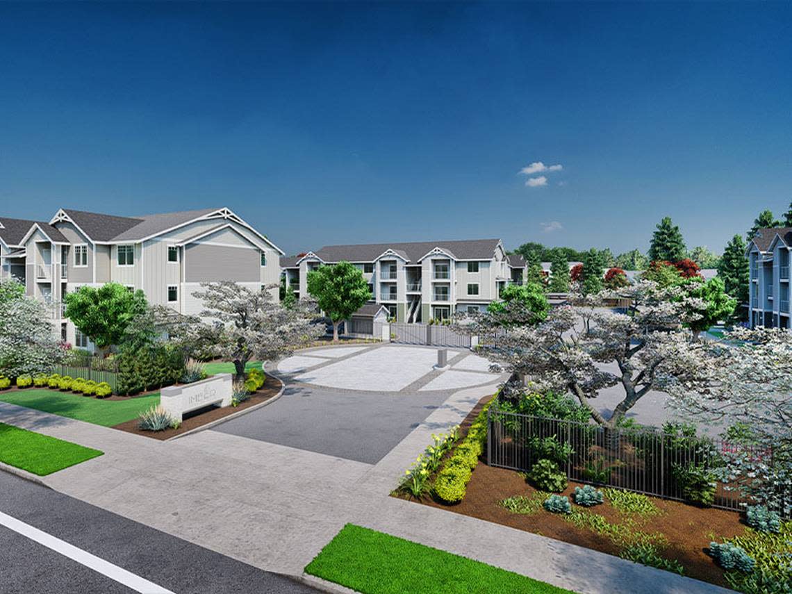 Pahlisch Commercial is the developer of Imber at Union Mills in Olympia, seen in this rendering. The site is a multi-phase 279-unit gated apartment community.