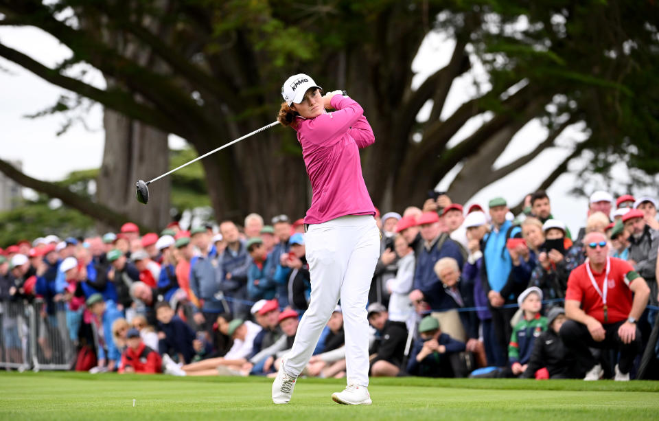 La irlandesa Leona Maguire, la única jugadora de la LPGA en JP McManus, está empapada jugando en el mismo campo que Tiger Woods y Rory McIlroy