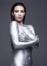 And it isn't just at home that she plays up the sex appeal. Here she is wearing nothing but silver paint, for <i>W</i> magazine.