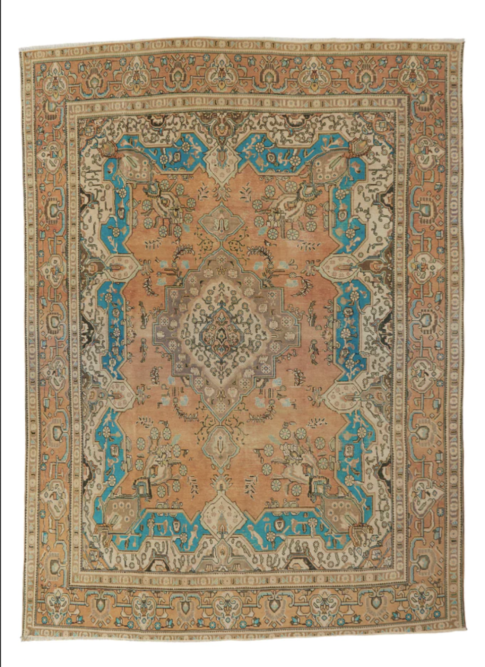 16) Nettle Distressed Vintage Turkish Area Rug