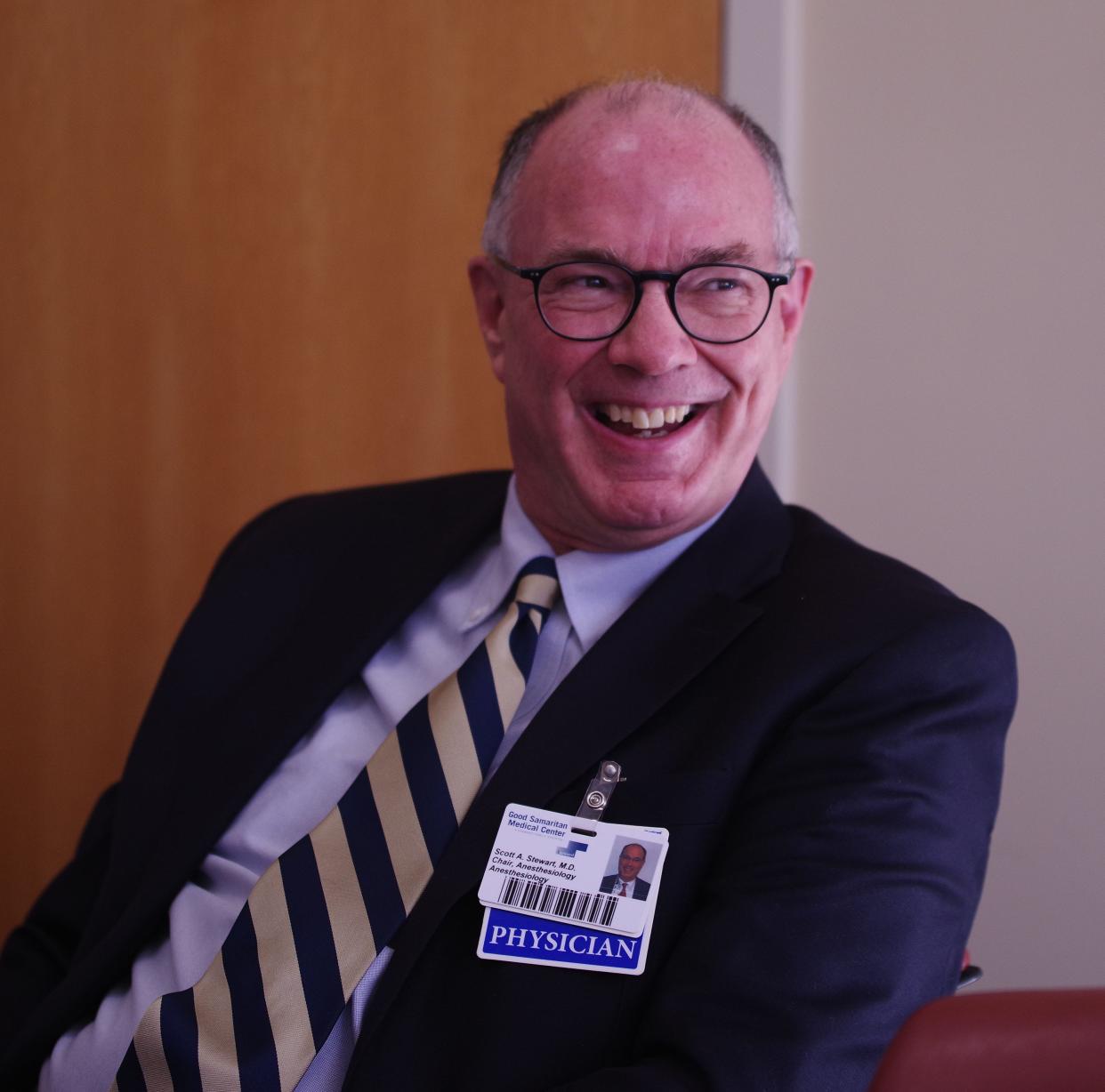 Dr. Scott Stewart, originally from Needham, retiring Chairman of anesthesiology at Good Samaritan Hospital in Brockton, on Wednesday, Jan. 17, 2024.