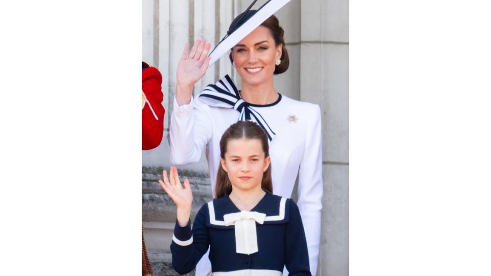 The Princess of Wales with Princess Charlotte during Trooping the Colour 2024 