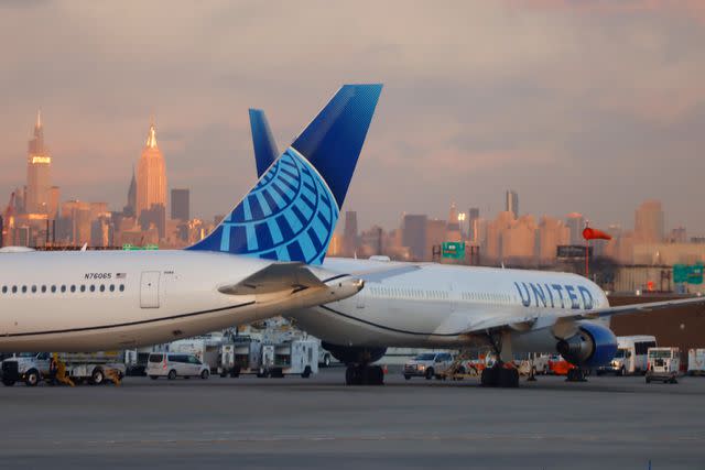 <p>Gary Hershorn/Getty </p> United Airlines airplanes -- stock image