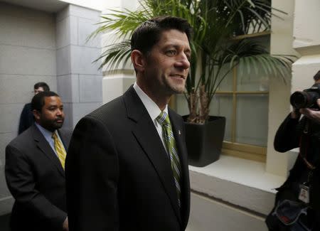 House Speaker Paul Ryan (R-WI) walks to a a news conference after Republicans pulled the American Health Care Act bill to repeal and replace the Affordable Care Act act known as Obamacare, prior to a vote at the U.S. Capitol in Washington, March 24, 2017. REUTERS/Jonathan Ernst