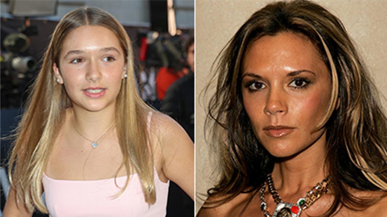 Harper Beckham and Victoria Beckham side by side