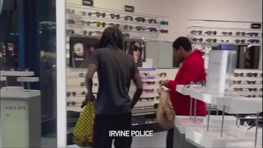Suspects wanted for ransacking an Irvine Spectrum store and escaping with thousands of dollars worth of designer sunglasses on Oct. 6, 2023. (Irvine Police Department)