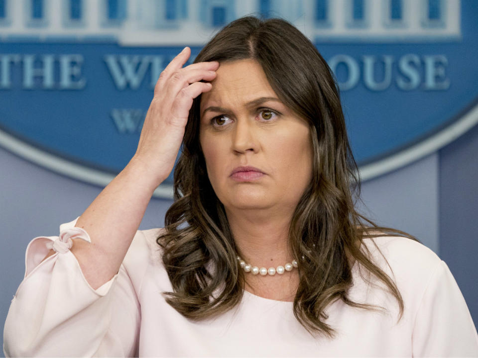 Sarah Sanders ist seit Juli 2017 Pressesprecherin des Weißen Hauses. (Bild-Copyright: Andrew Harnik/AP)