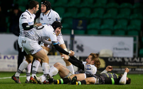 Jeff Hassler scores a try for Ospreys - Credit: GETTY IMAGES