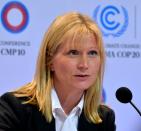 Elina Bardram, head of the EU's COP20 delegation participates in a daily briefing during the third day of the UN COP20 and CMP10 in Lima, on December 3, 2014