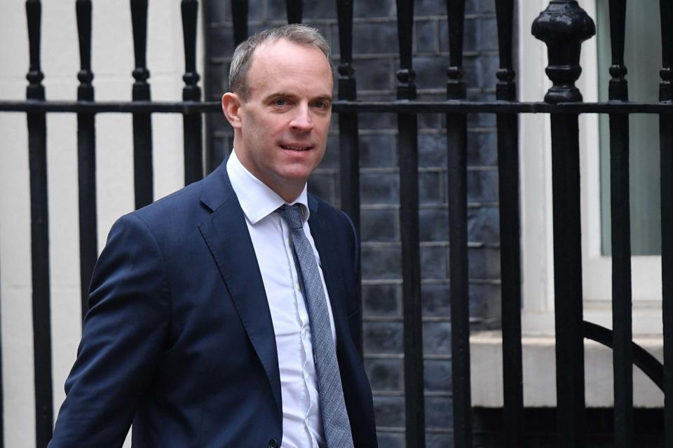 Foreign Secretary Dominic Raab has confirmed the first children are in the process of returning to the UK (AFP via Getty Images)