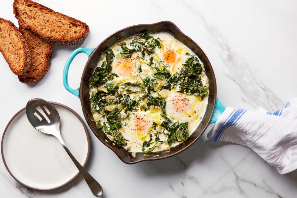 Peppery, Creamy Greens With Eggs