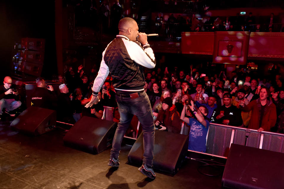 LONDON, ENGLAND - MARCH 05: Wiley performs at KOKO 2020 closing finale, special live performance by god father of grime artist Wiley at KOKO on March 05, 2019 in London, England. (Photo by David M. Benett/Dave Benett/Getty Images for KOKO)