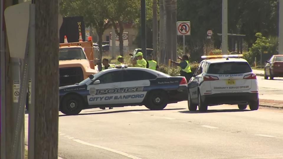 A crash has blocked a stretch of U.S. 17-92 in Sanford.