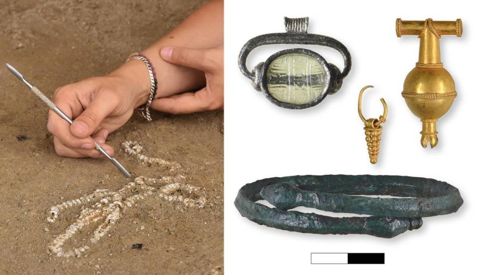 Precious jewelry was found among the offerings unearthed at the temple.