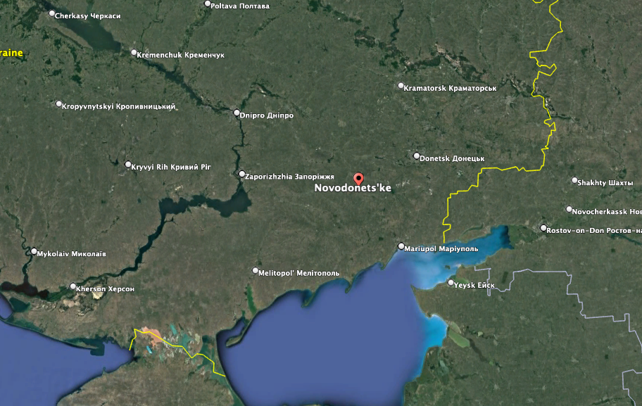 A Russian separatist commander says Ukraine has made gains in Novodonetske. (Google Earth image)