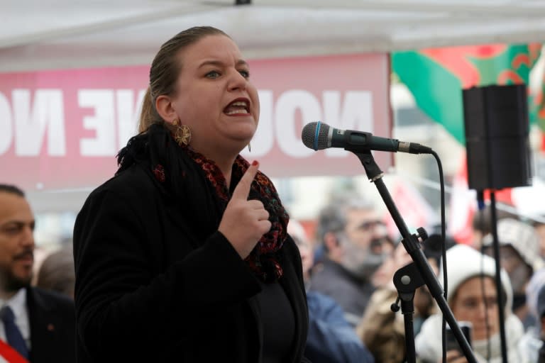 La cheffe des députés LFI Mathilde Panot, le 30 avril 2024 à Paris (GEOFFROY VAN DER HASSELT)