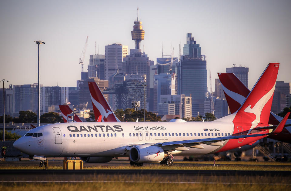 Qantas and Virgin Australia planes at Kingsford Smith International airport on November 15, 2019 in Sydney, Australia.