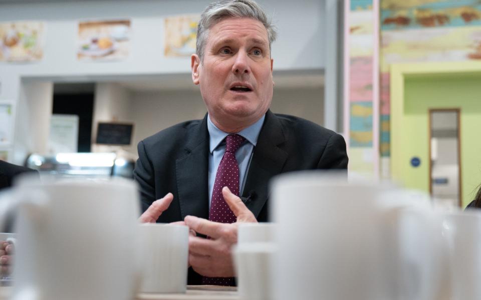 Sir Keir Starmer, the Labour leader, is pictured during a visit to The Arc community centre in Scunthorpe this morning - Stefan Rousseau /PA