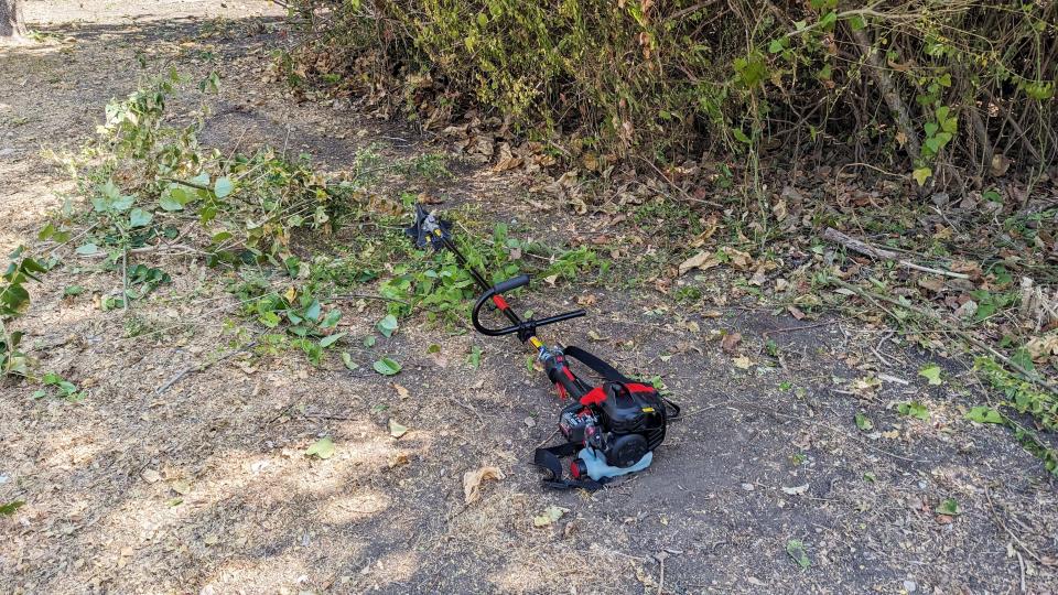 Troy-Bilt TB272BC XP Straight Shaft Brushcutter in use