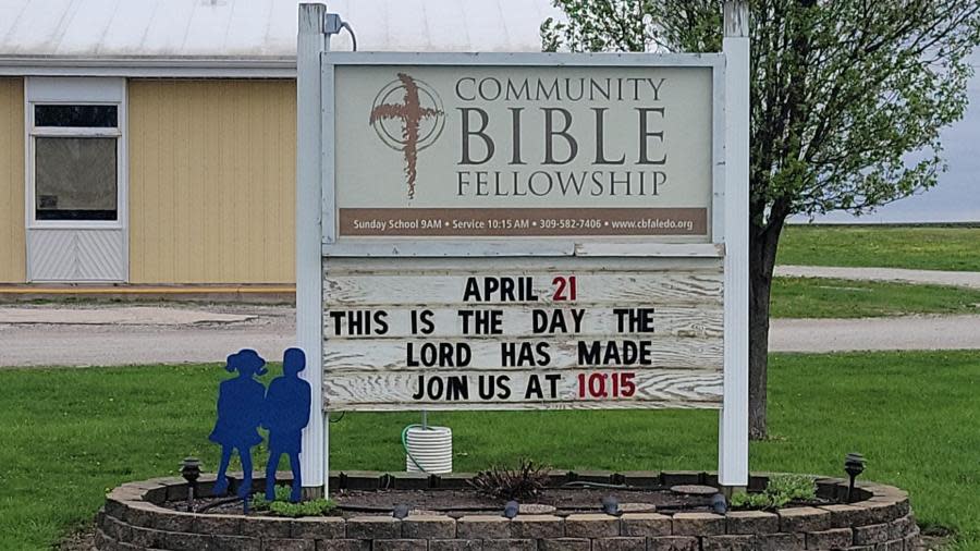Community Bible Fellowship in Aledo suffered roof damage after storms on April 16, 2024. (Bryan Bobb, OurQuadCities.com)
