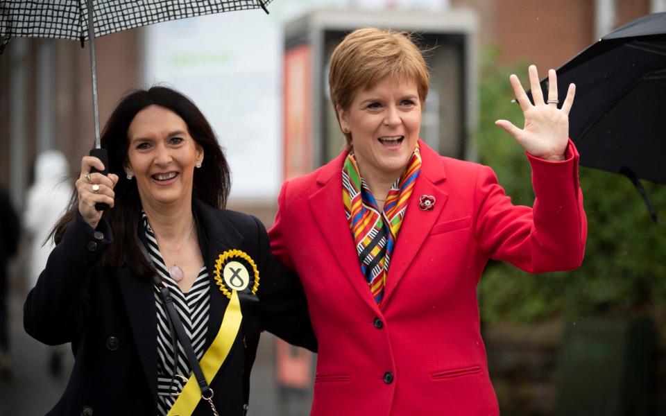 Nicola Sturgeon with Maragret Ferrier during the 2019 general election campaign - PA