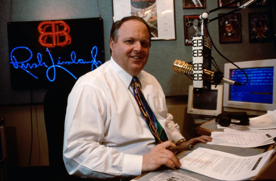 Rush Limbaugh in His Studio During His Radio Show.