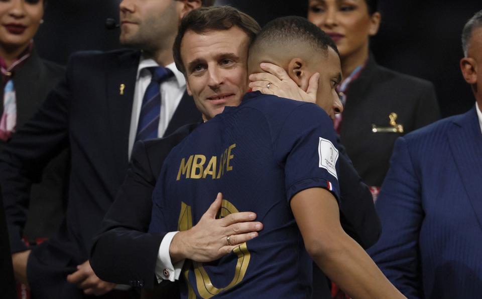 Emmanuel Macron consoled Kylian Mbappe after the match - Getty Images/Richard Sellers