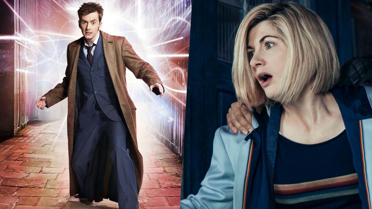  David Tennant as the 10th Doctor and Jodie Whittaker as the 13th Doctor. 