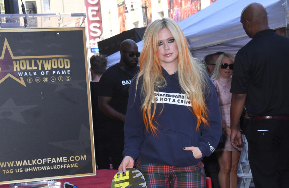 Avril Lavigne received a star on the Hollywood Walk of Fame credit:Bang Showbiz