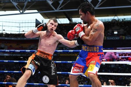 Boxing - Manny Pacquiao v Jeff Horn - WBO World Welterweight Title - Brisbane, Australia - July 2, 2017. Manny Pacquiao of the Philippines and Jeff Horn of Australia fight. AAP/Dave Hunt/via REUTERS