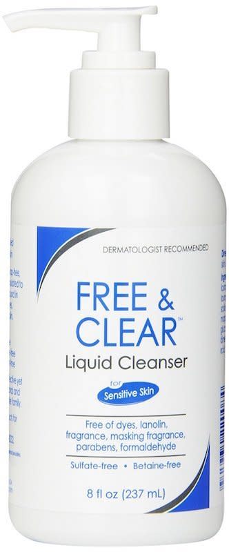 <strong><a href="https://www.amazon.com/Free-Clear-Liquid-Cleanser-Ounce/dp/B0000ZHOEU?th=1" target="_blank">Vanicream Free &amp; Clear liquid cleanser</a>, $7.99</strong>