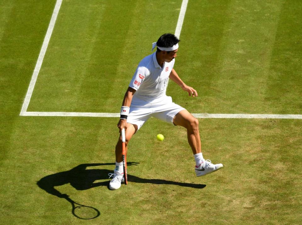 Nishikori in action at Wimbledon (Getty Images)