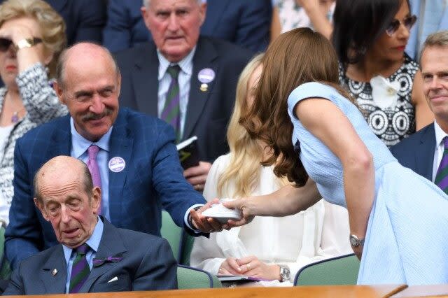 The royal appeared to have a blast as she and Prince William watched Novak Djokovic go head-to-head with Roger Federer.