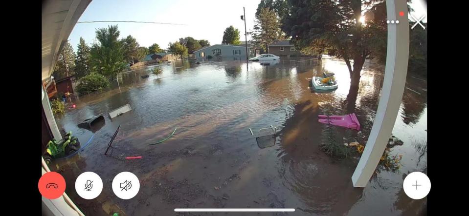 The view from Morgan Speichinger's Ring camera at her North Sioux City home moments after her family evacuated on Sunday night, June 23, 2024.