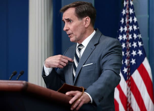 PHOTO: NSC Coordinator for Strategic Communications John Kirby answers questions during the daily press briefing at the White House in Washington, May 31, 2023. (Evelyn Hockstein/Reuters)