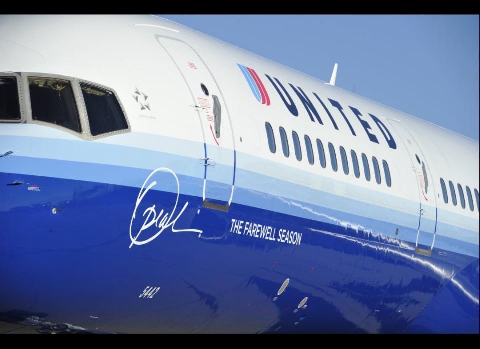 Chicago-based airline United gave a nod to the city's most famous TV host with Oprah's signature to honor of her "farewell season."    Photo: Jim Prisching/AP Images for United