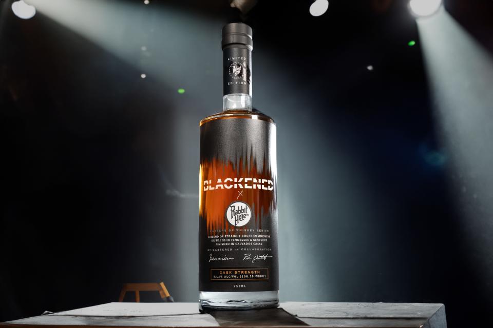 Metallica's Blackened whiskey brand's newest 2023 Masters of Whiskey release is Blackened x Rabbit Hole ($149, 106.59 proof), a blend of straight bourbon whiskeys distilled in Tennessee and Kentucky and finished in Calvados brandy casks.
