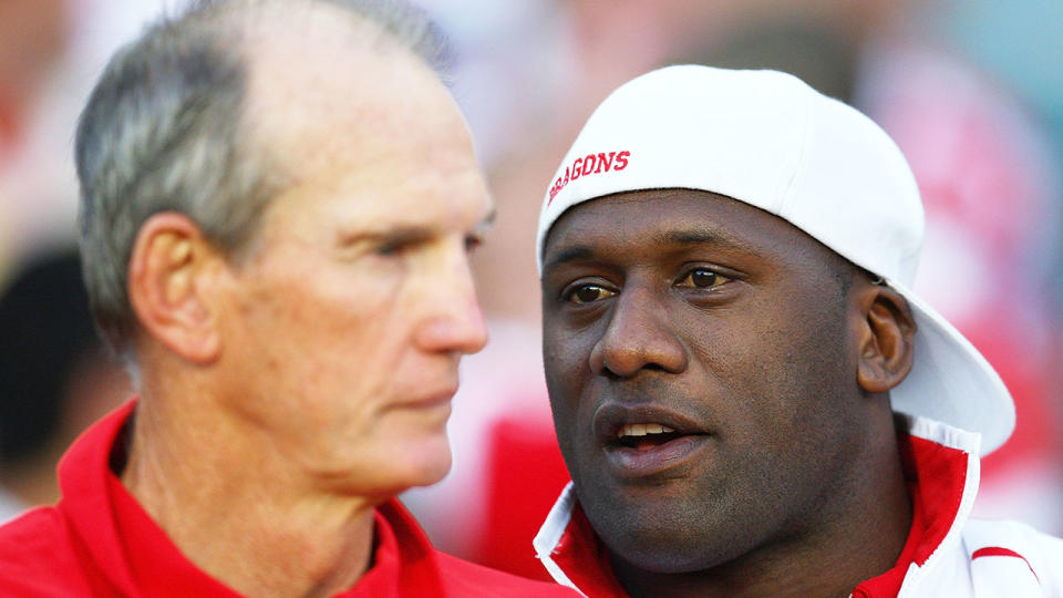 Seen here, former Dragons coach Wayne Bennett and winger Wendell Sailor.