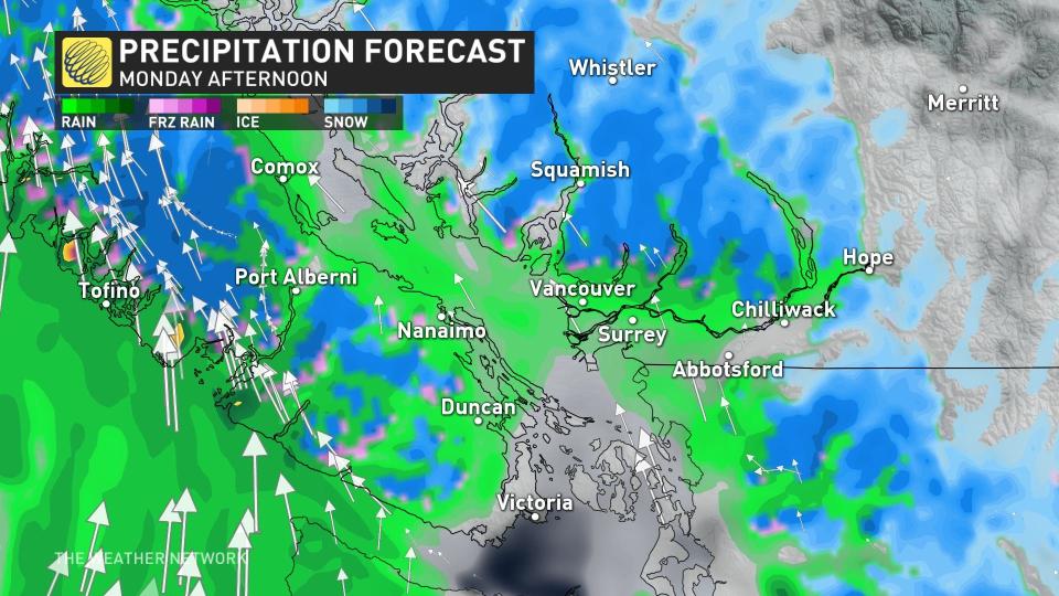 BC precip Monday afternoon