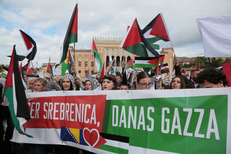 Rally in support for the Palestinian people in Sarajevo