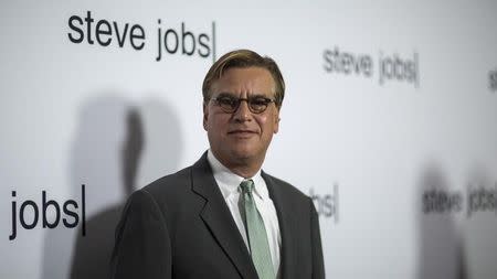 Writer Aaron Sorkin poses at an industry screening of "Steve Jobs" at the Academy of Motion Picture Arts and Sciences in Beverly Hills, California October 8, 2015. TREUTERS/Mario Anzuoni