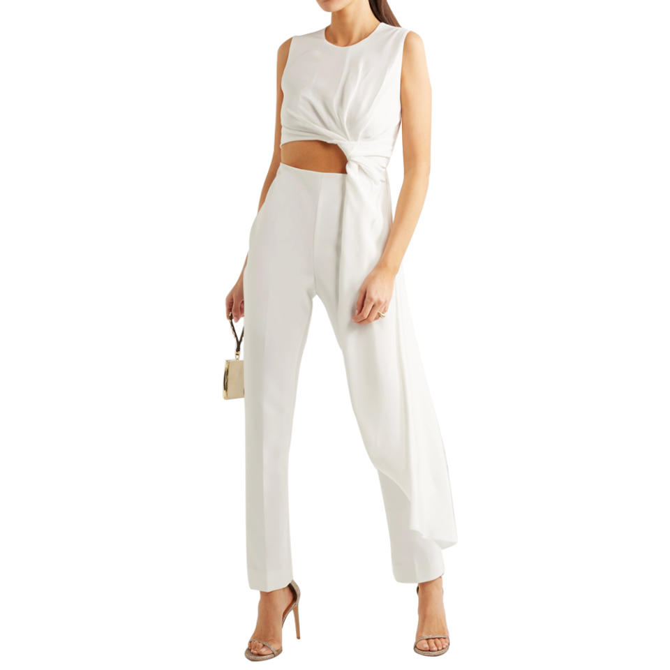 Thurloe draped cutout jersey and crepe jumpsuit