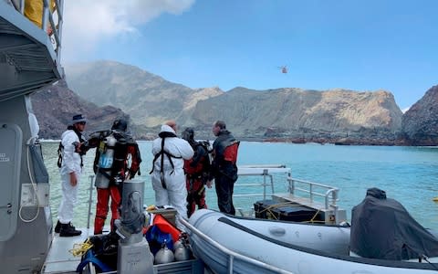 Police divers prepare to search the waters near White Island off the coast of Whakatane - Credit: NZ Police