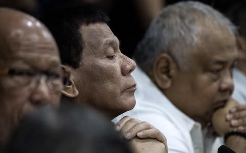 Philippine President Rodrigo Duterte monitors the path of Typhoon Mangkhut - Credit: NOEL CELIS/AFP/Getty Images