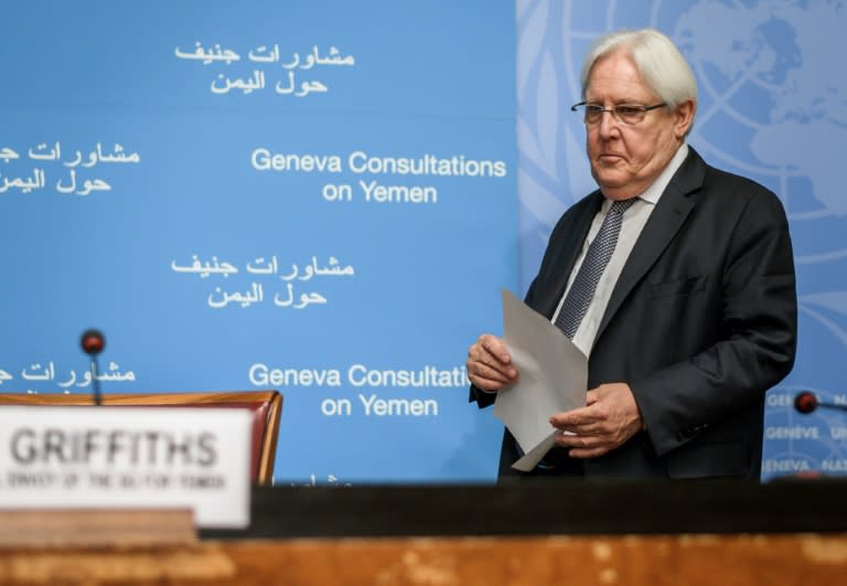 UN special envoy for Yemen Martin Griffiths arrives at a press conference on September 5, 2018, ahead of the collapse of planned peace talks between Yemen rebels and the government