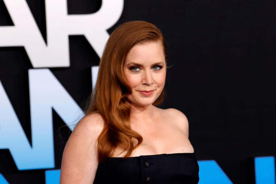 Amy Adams hits the red carpet in a strapless black dress