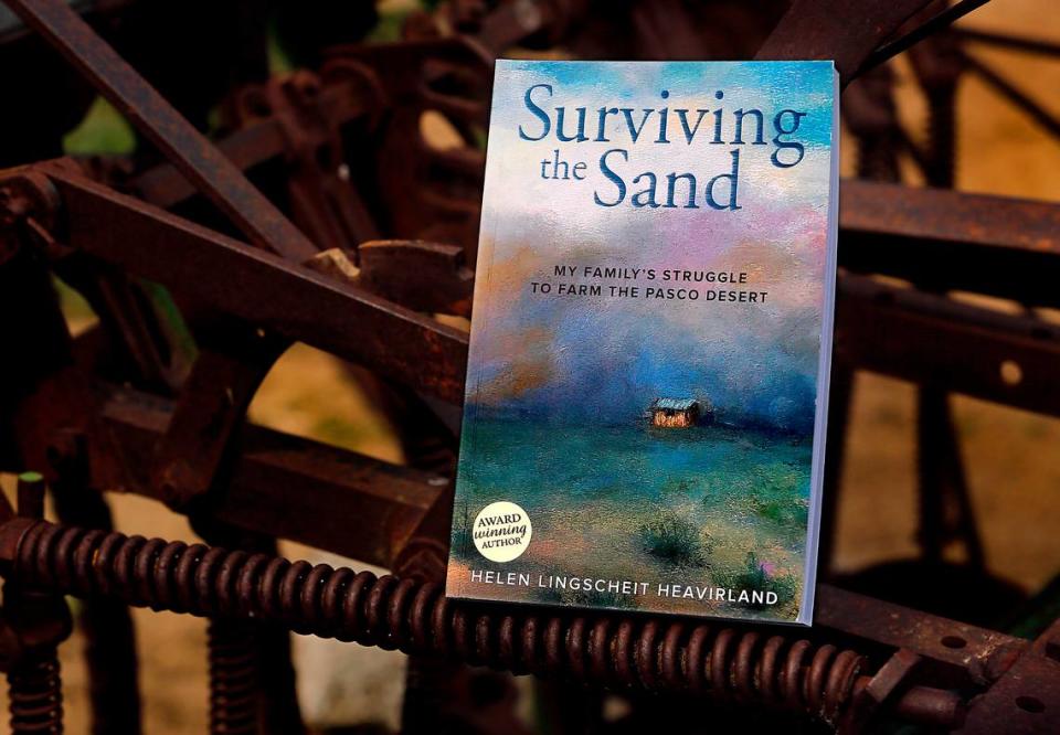 Author Helen Lingscheit Heavirland wrote her book, Surviving the Sand: My Family’s Struggle to Farm the Pasco Desert, documenting her family’s experiences scratching a farming existance out of the raw Franklin County land she moved to with her family as a seven-year-old in 1954.