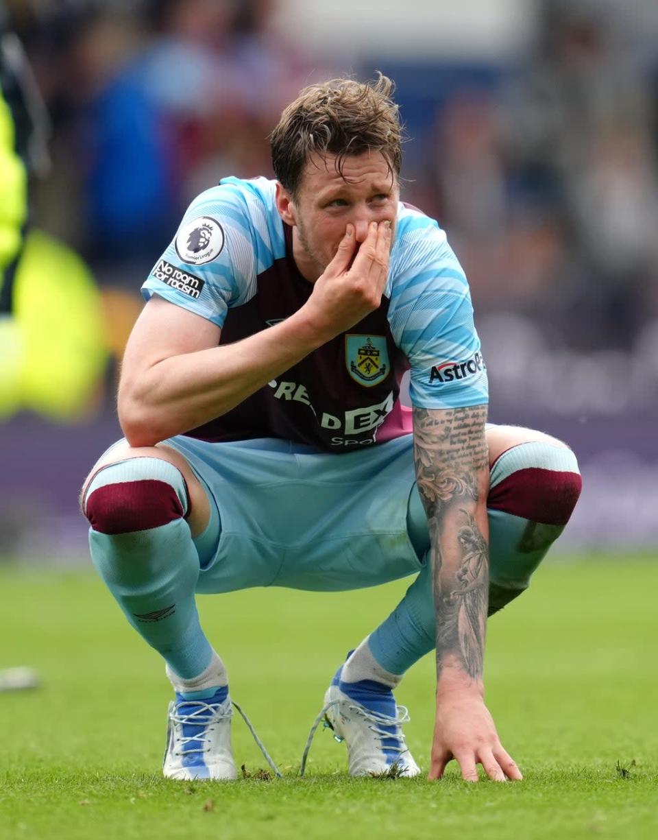 Burnley’s Wout Weghorst reacts after relegation is confirmed by a home defeat by Newcastle (Nick Potts/PA) (PA Wire)