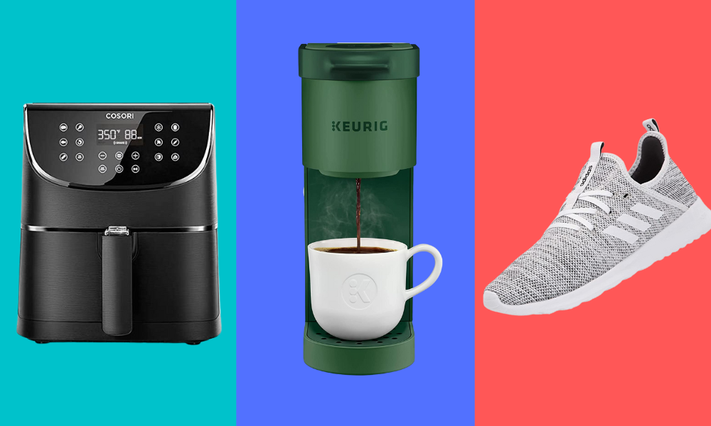 air fryer, coffee maker, sneakers